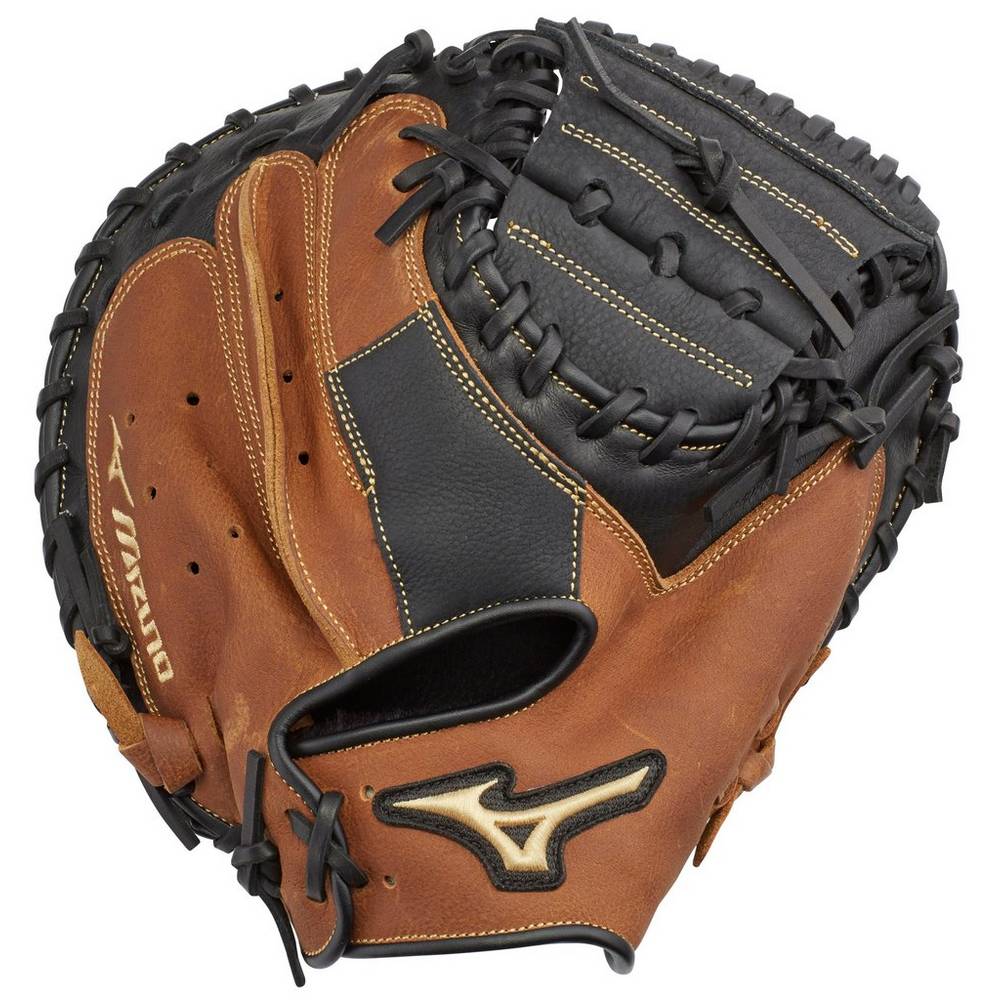 Mens Mizuno Samurai 33" Baseball Catchers Mitt Black/Brown Philippines (VORDWZ108)